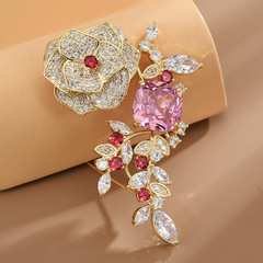 2021 Korean Style Camellia Brooch High-End Fashion Elegant Floral Dress Pin Suit Boutonniere Accessory