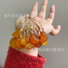 天然玛瑙一口糖吊坠配饰蜜糖橘子瓣俏色玉髓挂件玉器直播货源批发