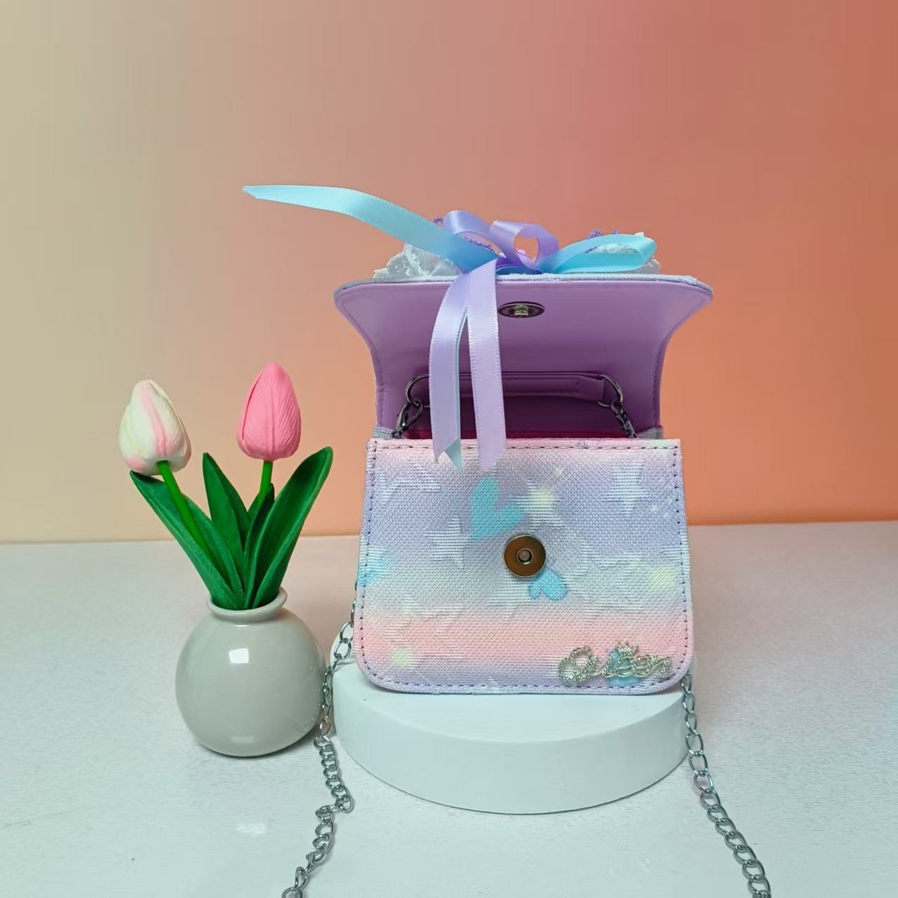 Bolso de princesa portátil de perlas, arco de encaje, bolso de hombro, bolso de cadena, bolso de cambio de Año Nuevo.