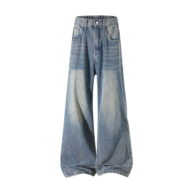 Yadu-All-Season Washed Denim Vintage Hong Kong Style Loose Straight Pants Autumn Men's Long Pants 505 Yadu-All-Season Washed Denim Vintage Hong Kong Style Loose Straight Pants Autumn Men's Long Pants 505