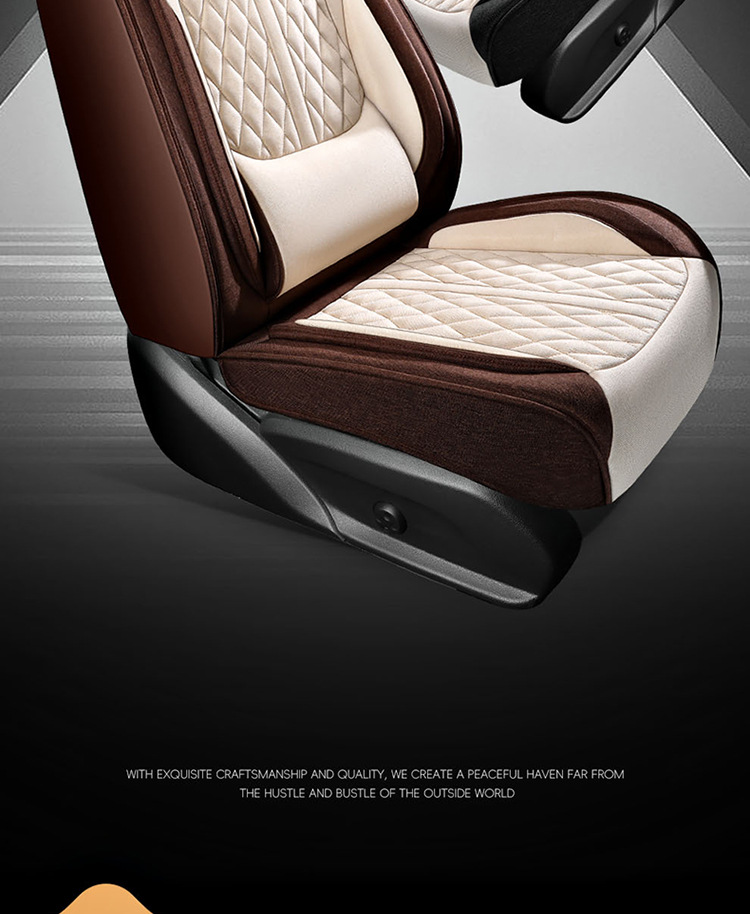 New Car Seat Cushion, All-Season, All-Inclusive, Breathable Linen Car Seat Cushion, Five-Seater Summer Seat Cover, Cooling Pad