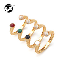 欧美另类黑玛瑙手镯气质U形手环镶嵌白贝母孔雀石红玉髓个性饰品