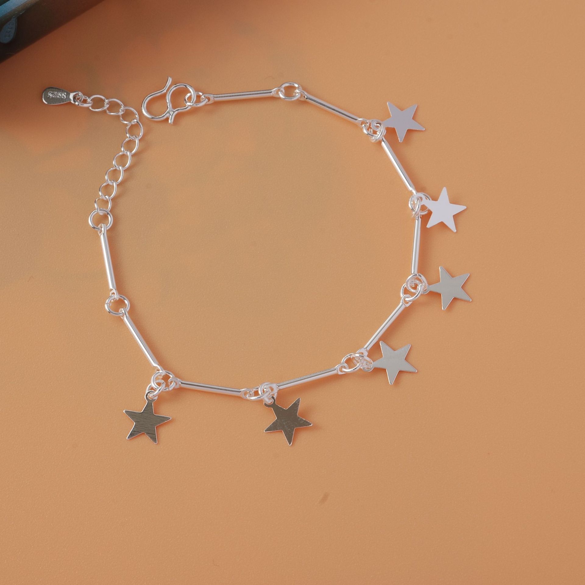 thumbnail image 1 of Pulsera chapada en plata para estudiantes que preserva el color, pulsera sencilla para mujer, joyería de mariposa estrella coreana, regalo de moda SL35, estrella de bambú sólida de cinco puntas, 1 of 2