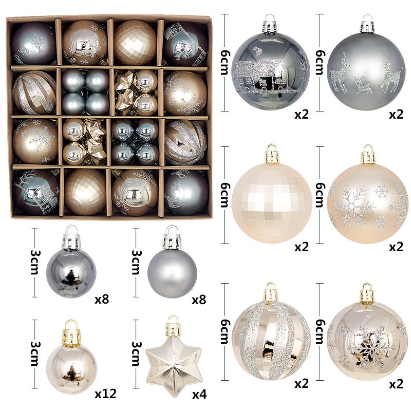 Juego de Esferas Navideñas Set de 44 Piezas 3-6 cm de Plástico Colgante para Árbol de Navidad image 26