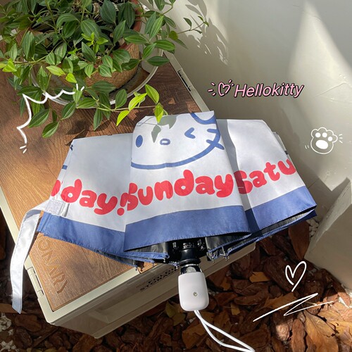 Xiaohongshu's same style Hello Kitty parasol vinyl folding fully automatic ins style high-looking hellokitty umbrella