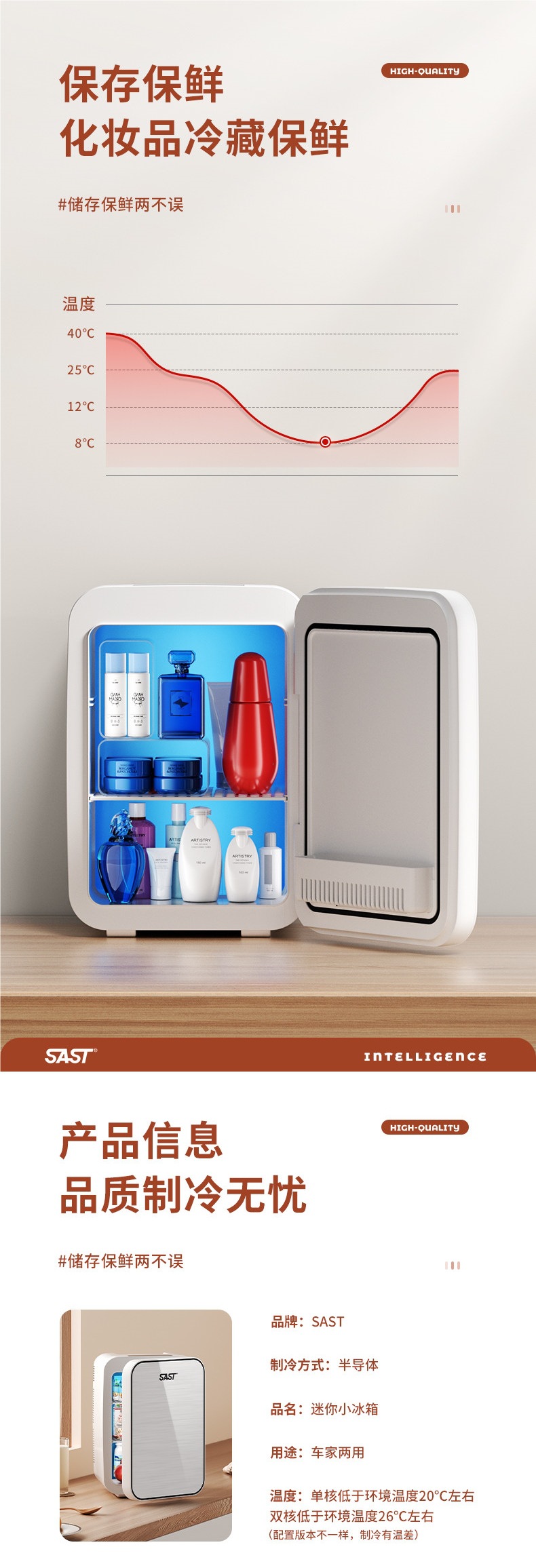 Sast Mini Refrigerator Mini Freezer for Car, Home, Dormitory, Breast Milk, Office, Student, Small Freezer