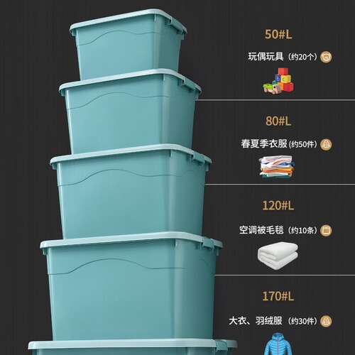 Qiaojie thickened extra large storage box household plastic clothing storage box large box box moving storage box