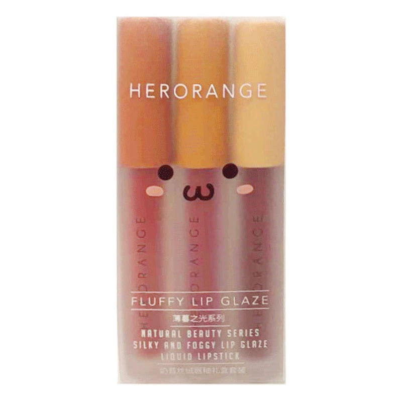Yan HERORANGE~Набор подарочных коробок с тремя глазурями для губ для отбеливания студенток, доступная цельная матовая матовая отделка