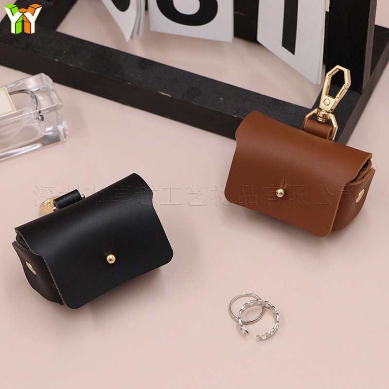Amazon Explosive Leather Ring Bag Mini Leather Jewelry Bag New Korean Style Hanging Jewelry Storage Bag in stock