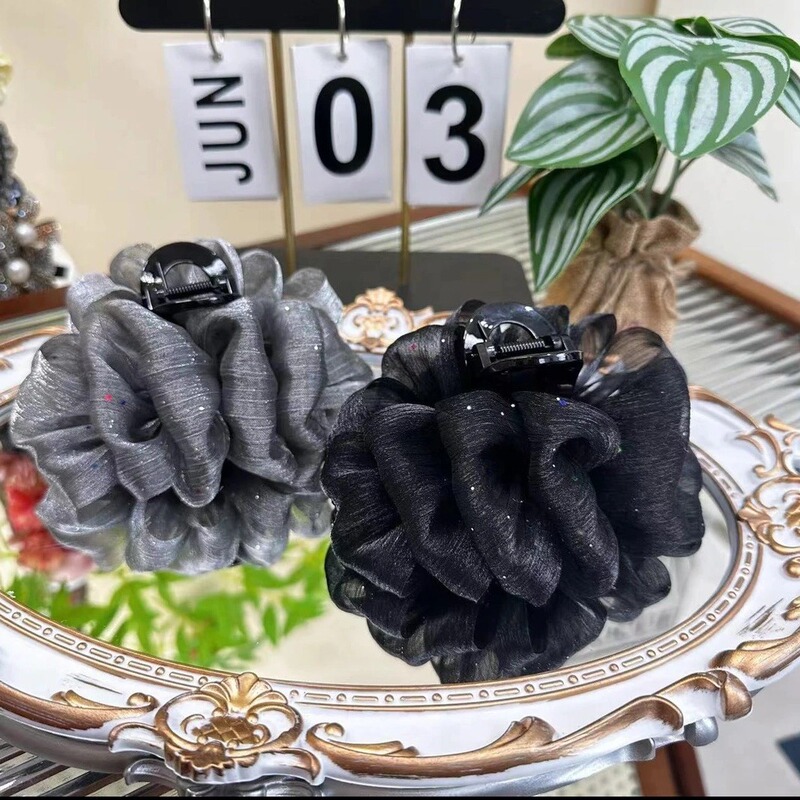 Seersucker Cloud Sprinkled Gold Organza 2024 New High-end Hair Shark Clip Headwear Hair Clip Temperament