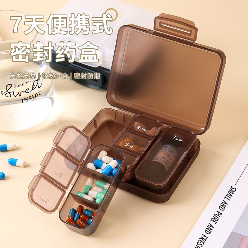 7-Compartment Pill Box Set, Portable Travel Pill Storage Box, Seven-Day-A-Week Storage Small Pill Box