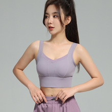 厂家定制运动内衣跑步跳操背心大牌平替一片式U型美背防震瑜伽文