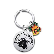 不锈钢钥匙扣挂件跨境欧美金属礼品礼物图文节日钥匙扣钥匙链圣诞