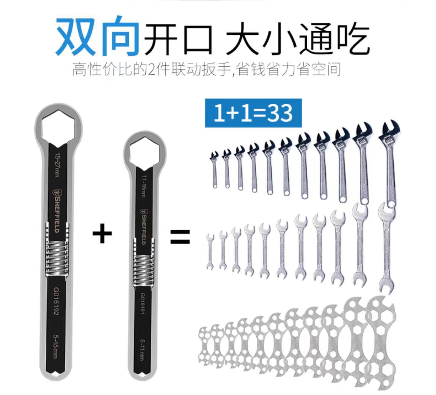 钢盾 多功能梅花活动扳手万能活口双头扳手G016191  G016192