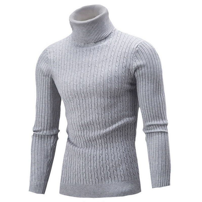 High Collar Cross-Border Autumn and Winter Knitwear Men's Export Trendy Twisted Long-Sleeved Slim Men's Knitted Knitwear Pullover Bottoming Shirt