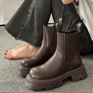 Chimney Boots Boots Women's British Style 2025 Autumn and Winter New Slim Short Boots Chelsea Short Boots Women's Boots Wholesale