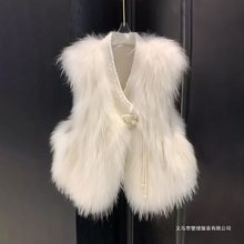 新中式防狐狸毛皮草马甲外套女马夹外搭国风时尚白耗子毛上衣