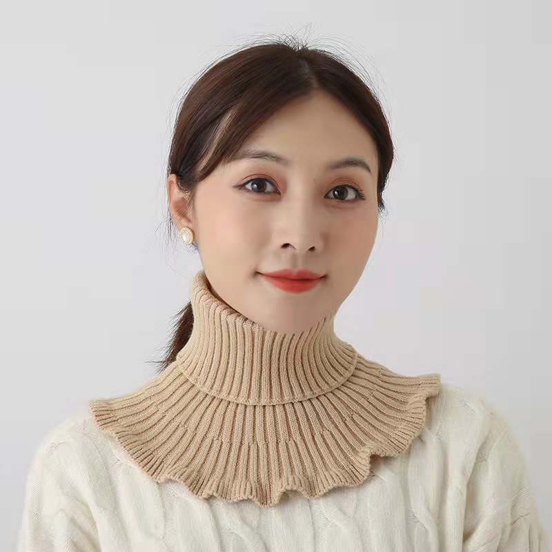 Mujeres cuello falso de cuello alto cuello falso de cuello nuevo otoño invierno a prueba de viento tejido calentado collar coreano