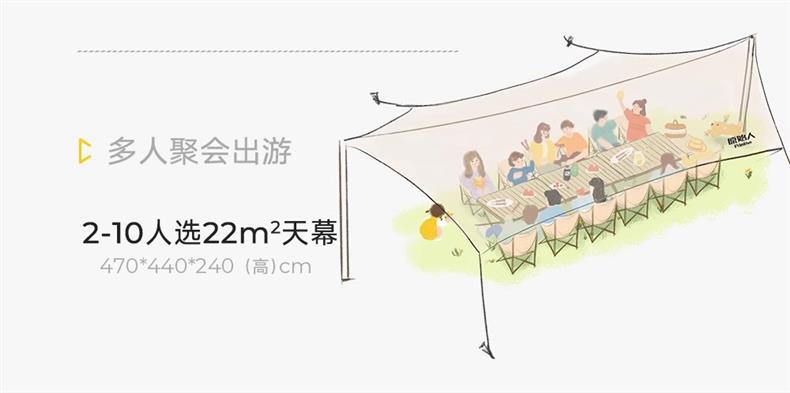 Primitive-Style Canopy Tent Outdoor Table and Chair Camping Black Glue Sunshade New Type Picnic Sun Protection Tarp