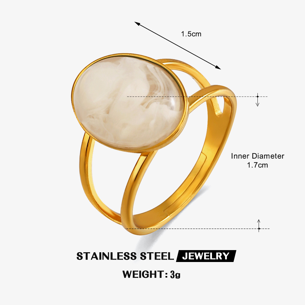Bague Homme Géométrique Ovale En Acier Inoxydable Et Résine_voghion.com
