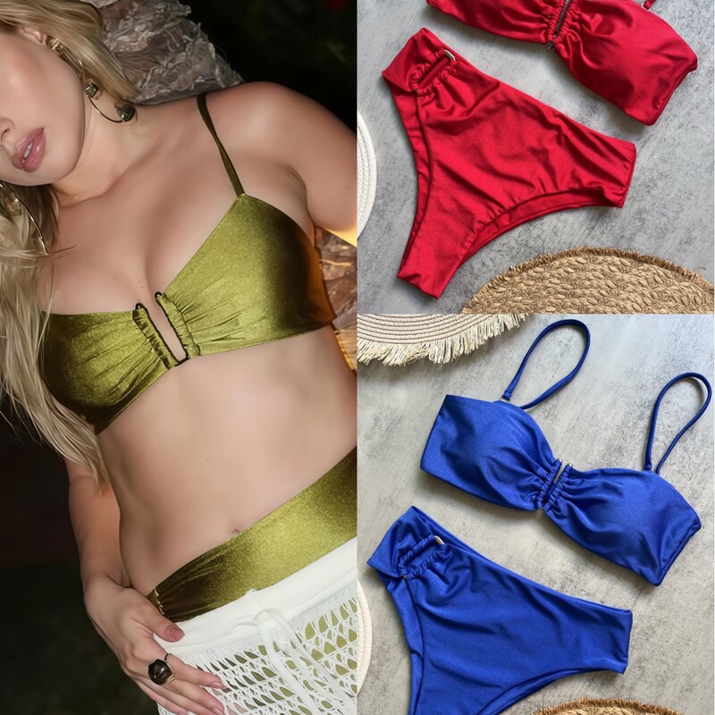 2025 European and American New Fashion Bikini suit Amazon Solid Color Swimsuit Beach Sexy Ladies Swimwear 2025 European and American New Fashion Bikini suit Amazon Solid Color Swimsuit Beach Sexy Ladies Swimwear
