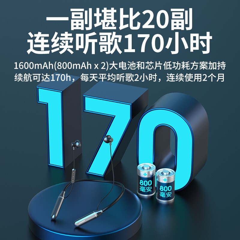 兰士顿BS05B长续航挂脖式耳机磁吸降噪游戏运动5级防水蓝牙耳机|undefined