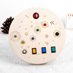 Cross-border new product children's educational early education toys wooden switching power supply LED light busy board hands-on wooden toys