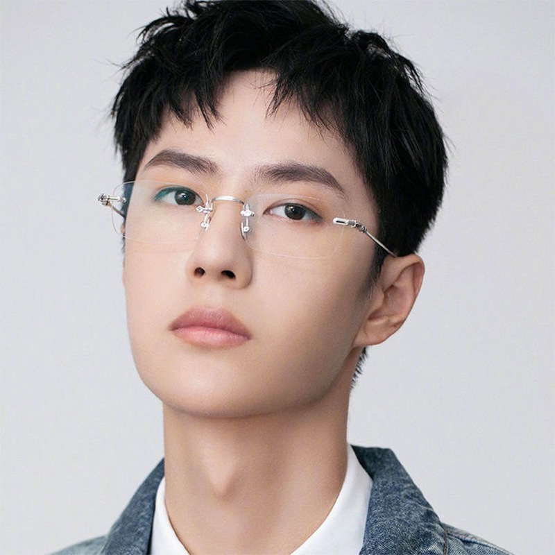 现货批发近视眼镜框超轻金属无边框平光镜防蓝光眼镜男眼睛防辐射