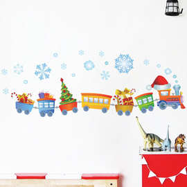 圣诞节雪车橱窗贴玻璃贴墙无痕静电贴画窗帖PAxmas161-N
