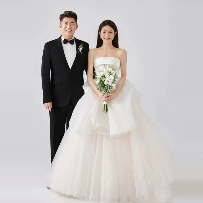 2025 новый тряпка свадебное платье тонкая принцесса пушистая юбка супер сказочная французская невеста выходит на улицу