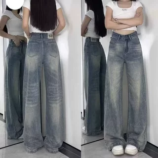 牛仔裤女直筒宽松春季秋冬2025年新款高腰显瘦小个子阔腿拖地裤子