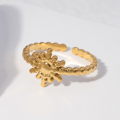 歐美跨境太陽鈦鋼戒指女開口可調節指環不鏽鋼小眾不掉色戒指批發