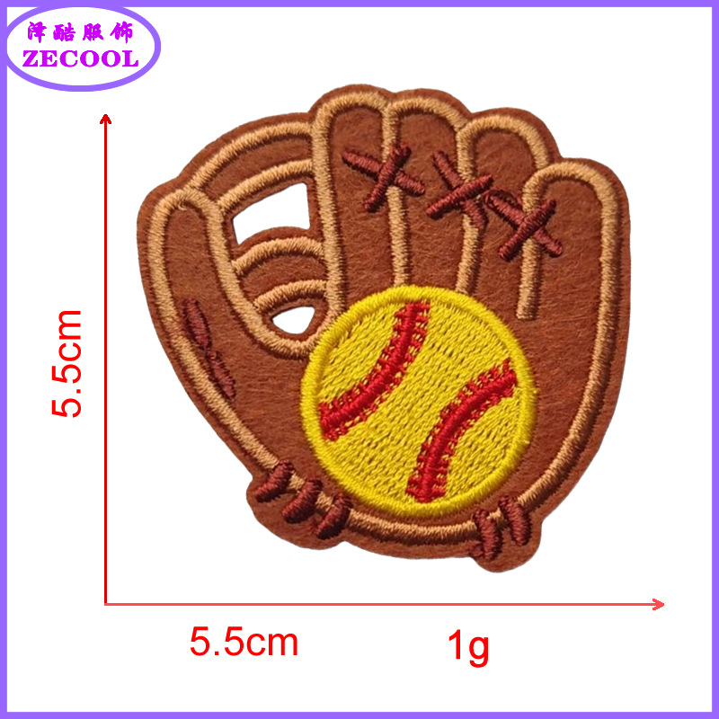 펠트 바닥 * 노란색 * 소프트볼 장갑 * 높이 5.5cm * 자수