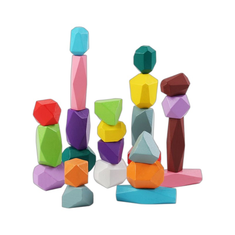 Colorido Registro de madera para niños piedra laminada equilibrio bloques de construcción de madera concentración de piedra jengle Jenga juego de mesa juguete