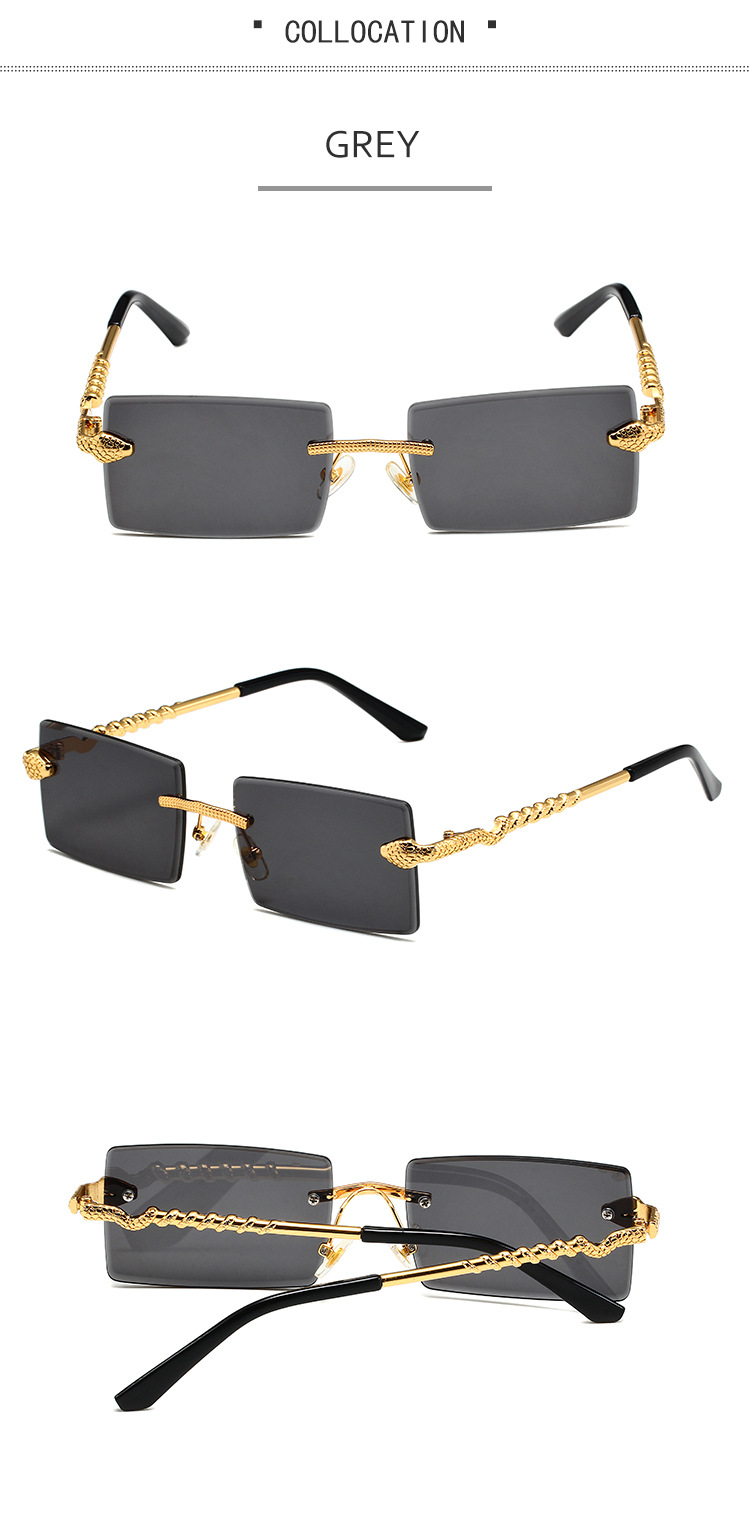 60g Weight Frameless Glasses Structure Sunglasses Classification PC, UV400 Protection Lens Material Square Glasses Style Casual, Daily Occasion Solid Color Pattern Unisex Gender Retro, Simple Style Style Gold, Black Color Retro Simple Style Solid Color PC UV400 Protection Square Frameless Women's Sunglasses 5
