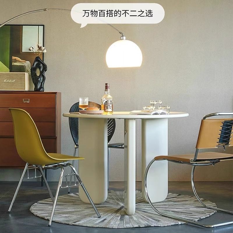 Nordic Round Dining Table Dining Table and Chairs Small Apartment Balcony Table and Chairs Simple Cafe Cream Internet Celebrity Leisure Table