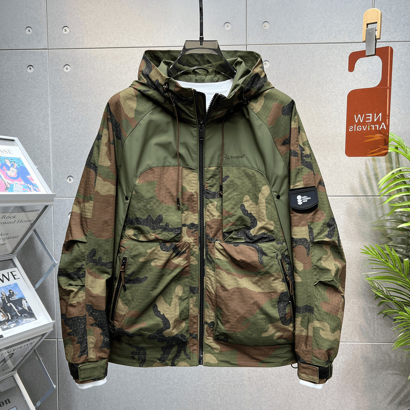 2024 Autumn New Workwear Camouflage Hooded Jacket Handsome Jacket Men's Trendy Fashion Easiest for Match Casual Jacket 2024 Autumn New Workwear Camouflage Hooded Jacket Handsome Jacket Men's Trendy Fashion Easiest for Match Casual Jacket