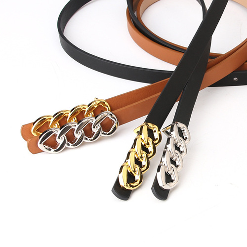 Women's belt belt, simple retro chain buckle, Korean style versatile jeans belt, belt for women wholesale