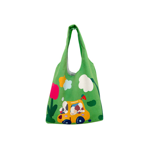 Amazon cross-border supply/ins cute painted vest bag flocked cloth shoulder bag canvas bag commuter bag for women