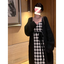 氛围感毛衣外套开衫女中长款秋冬新款韩版宽松慵懒风针织衫上衣厚