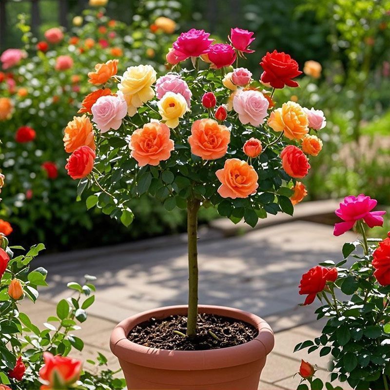 直杆树状月季花苗玫瑰花树苗四季开花树桩月季特大花浓香型月季苗