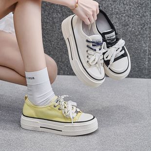 Two-color Shoelace Mesh Breathable White Shoes 2025 Summer Thick-soled All-match Mesh Shoes Fashion Casual Board Shoes All-match Women's Shoes