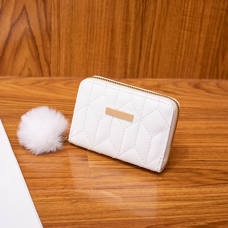 2023 nueva mujer billetera corta multi-tarjeta coreana bolsa de mano con cremallera bolsas de peluche de diamante cambio bolsa de mujer al por mayor