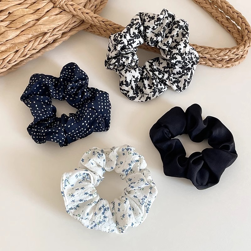 Coreano simple punto azul ondulado anillo de cabello de intestino para mujeres 2025 nuevo estilo de moda de alta calidad correa de cabello