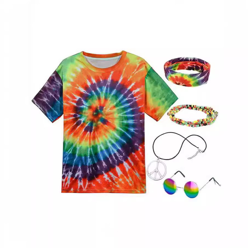 European and American Fashion Trend Hippies Clothing Men Women 60s 70s Colorful T Shirt