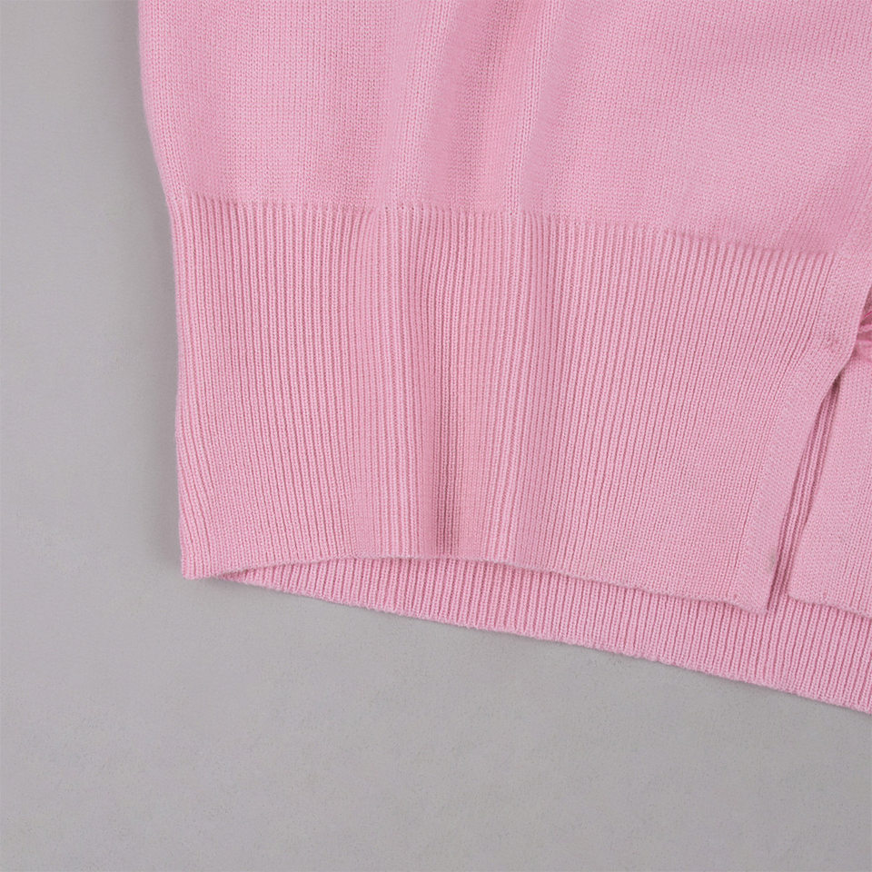 Bộ hai món nữ gồm áo khoác cardigan dệt kim dáng ngắn cổ chữ V và quần ống rộng cạp cao — Màu cà phê, Màu hồng, Màu trắng, Màu xanh dương chi tiết 29