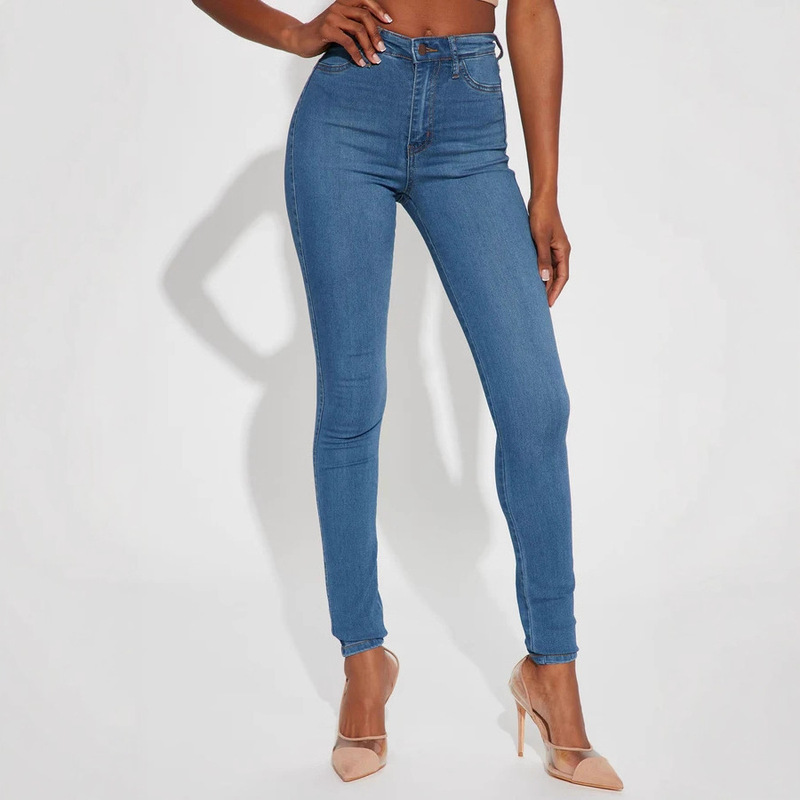 European and American Women's Clothing 2025 Cross-Border Amazon Aliexpress Women's Jeans High-Waisted Slim Pencil Denim Pants