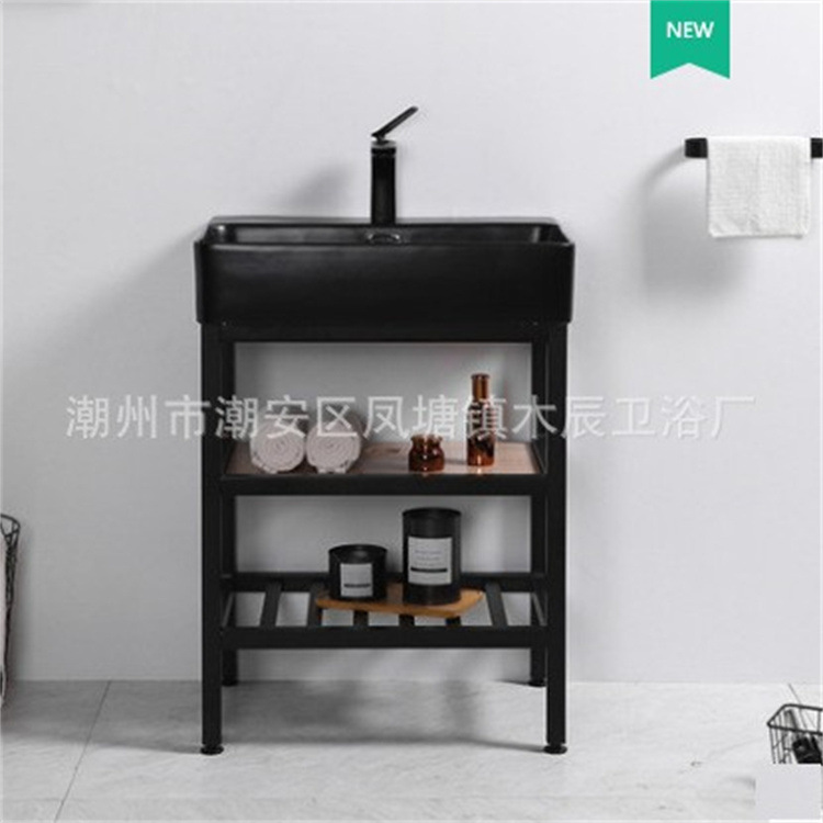 Shiyi simple piso-pie Nórdico pequeño apartamento mueble de baño lavabo de acero inoxidable mueble de baño lavabo