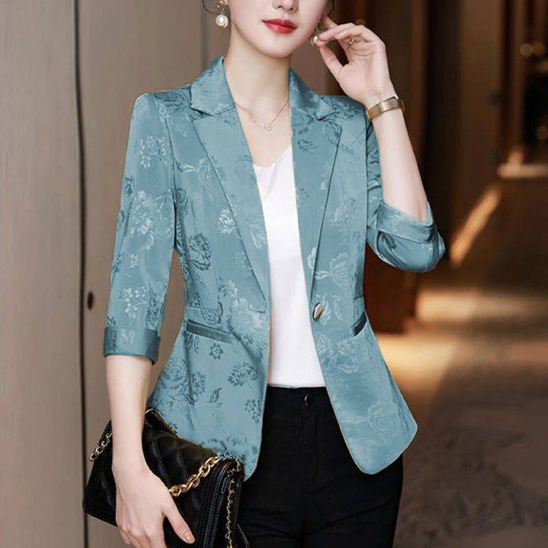 Women's New Korean-Style Slim-Fit Jacquard Blazer, Versatile Casual Small Suit for Autumn