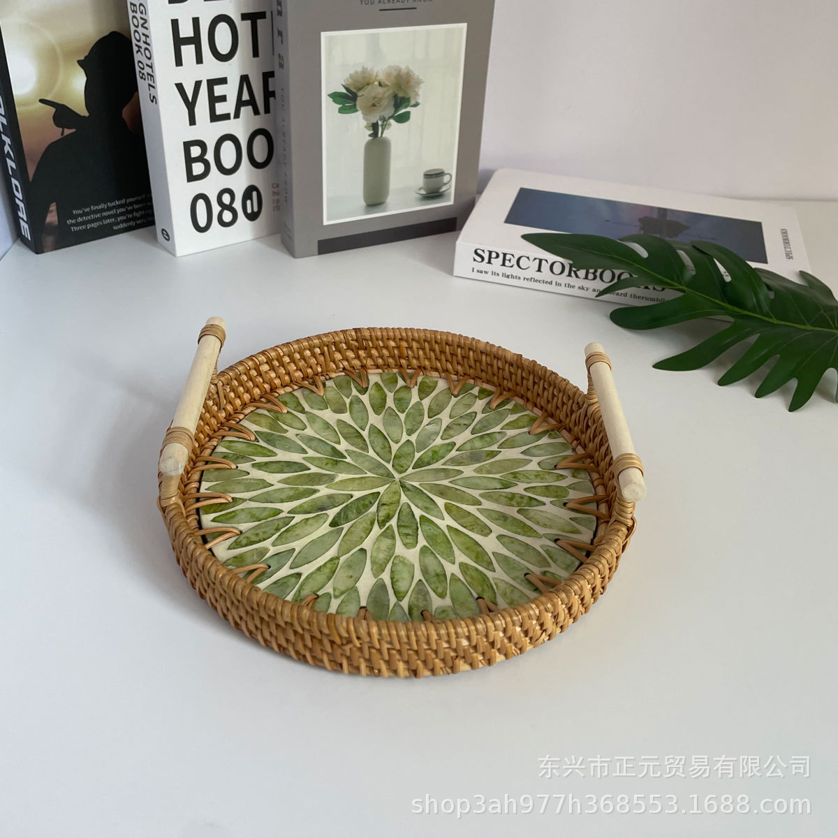 Vietnam ratán tejido Shell bandeja color Shell tejido merienda cesta de almacenamiento merienda bandeja fruta pan té bandeja